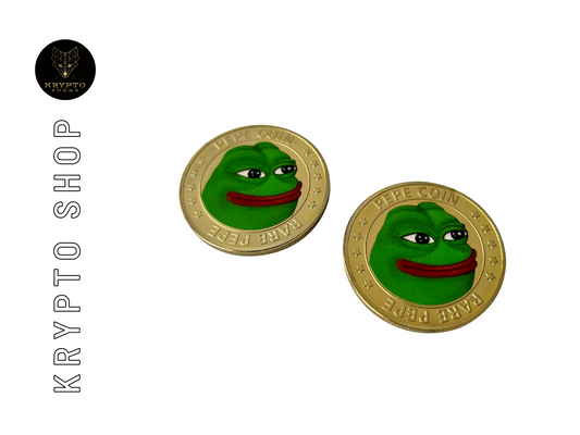 Pepecoin PEPE Gold bicolor Kryptomünze – Bicolor, Vorder- und Rückseite | KryptoFuchs