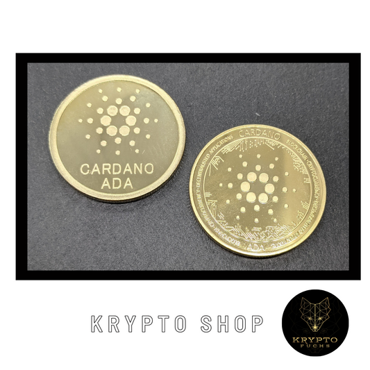 Cardano ADA Kryptomünze – Gold, Vorder- und Rückseite | KryptoFuchs