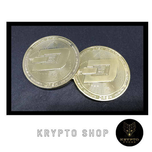 Dash Kryptomünze – Gold, Vorder- und Rückseite | KryptoFuchs