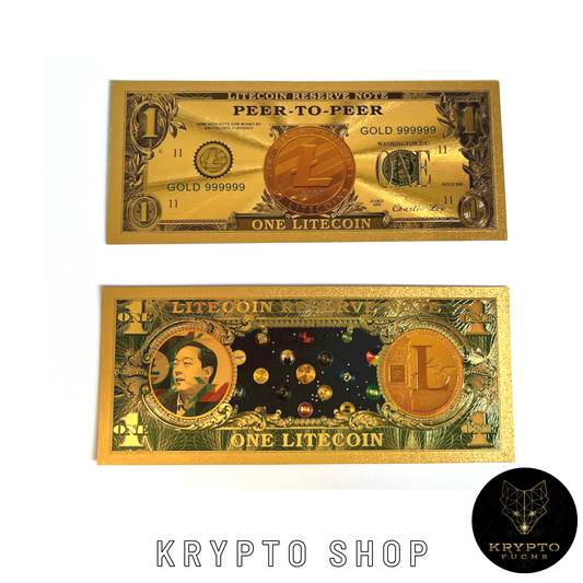 Litecoin LTC Krypto Banknote – Vorder- und Rückseite | KryptoFuchs