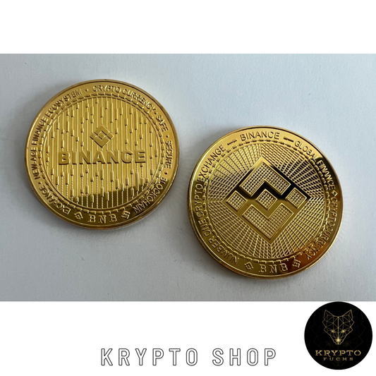 Binance BNB Kryptomünze 2021 Edition – Gold, Vorder- und Rückseite | KryptoFuchs