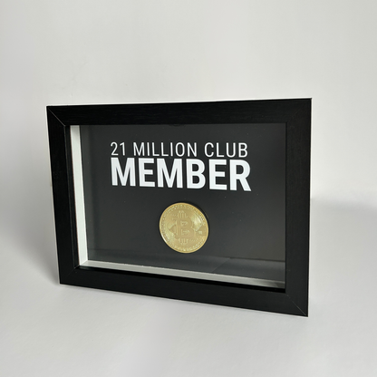 Krypto Kunst "21 Millionen Club Member" – Schwarz, weiße Schrift auf schwarzem Grund | KryptoFuchs