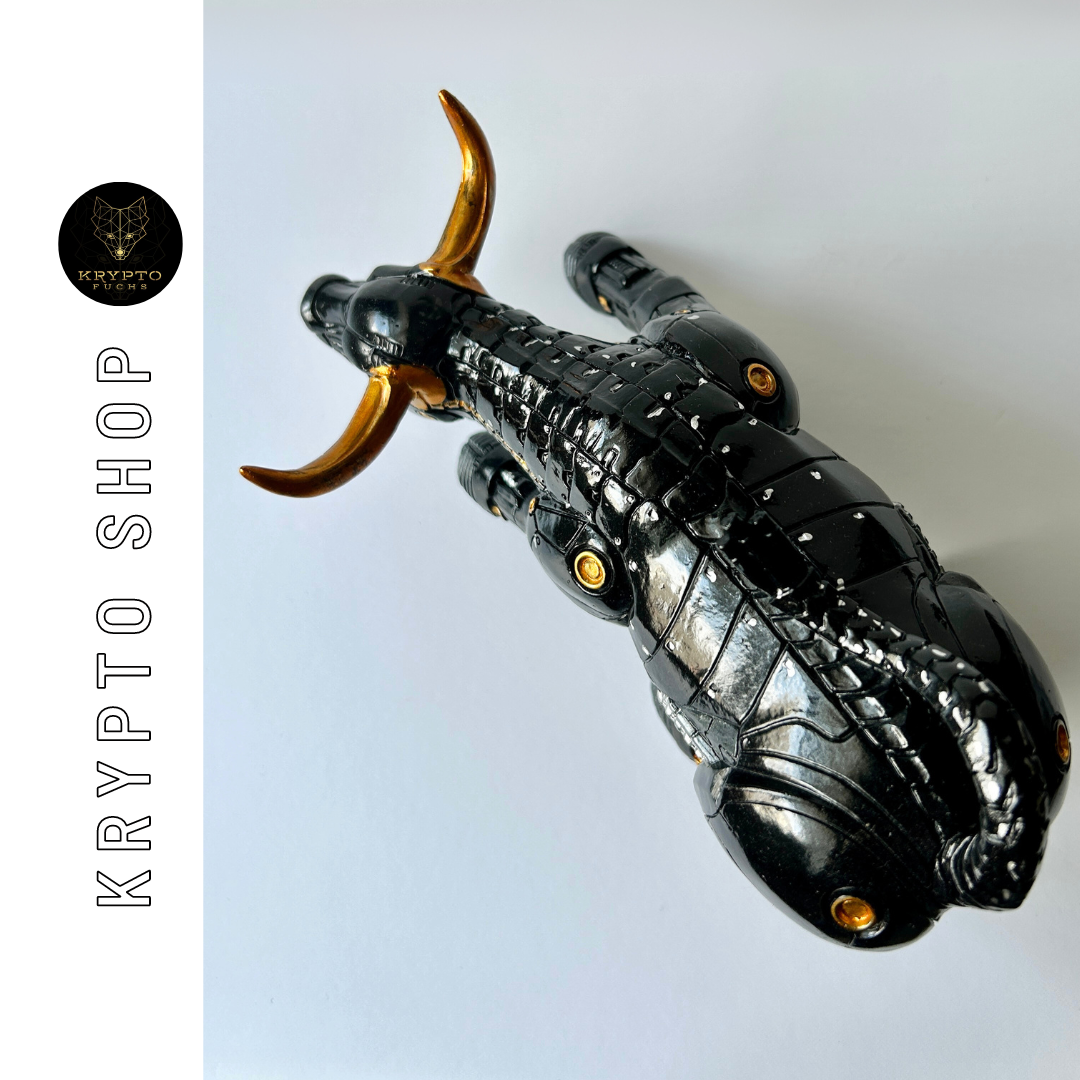 Bitcoin BTC Bulle Miami Krypto Skulptur schwarz – Detailansicht | KryptoFuchs