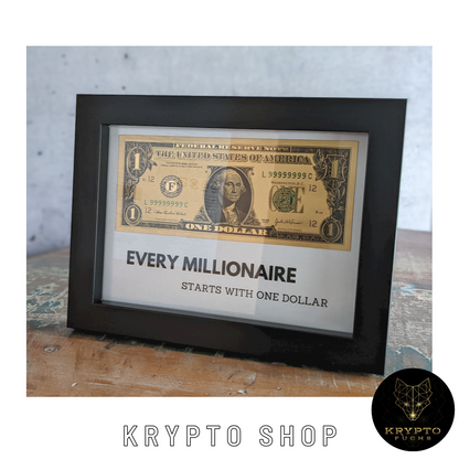 Krypto Kunst "Every Millionaire starts with one Dollar" – Detailansicht | KryptoFuchs
