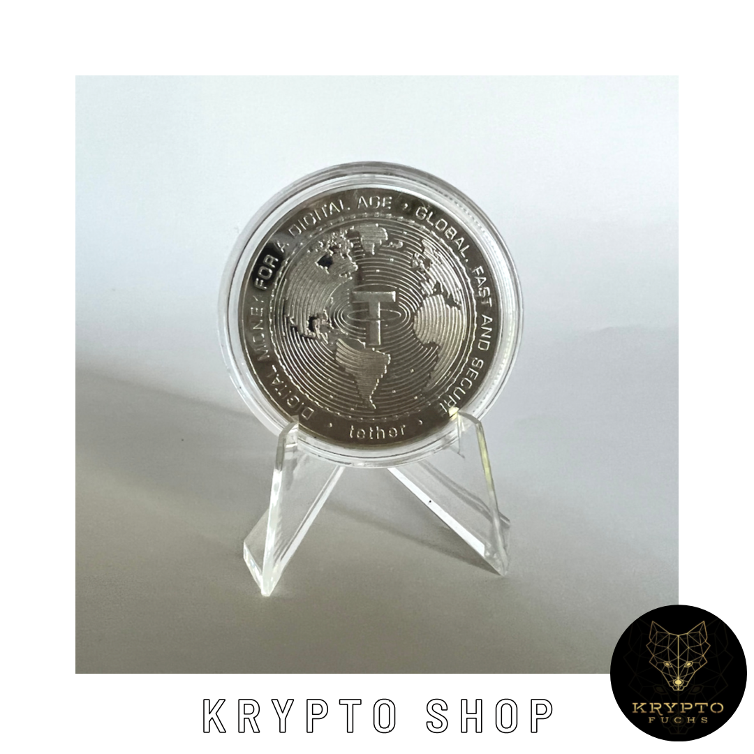 Tether USDT Kryptomünze 2021 Edition – Silber, Vorder- und Rückseite | KryptoFuchs