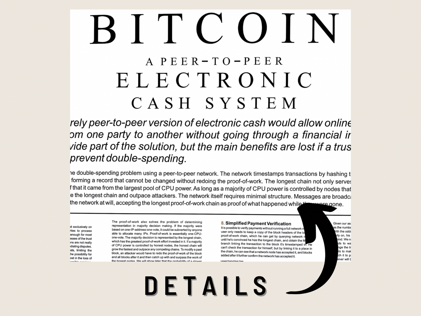 Bitcoin Poster Satoshi Nakamoto BTC WHITEPAPER – Ansicht 6 | KryptoFuchs
