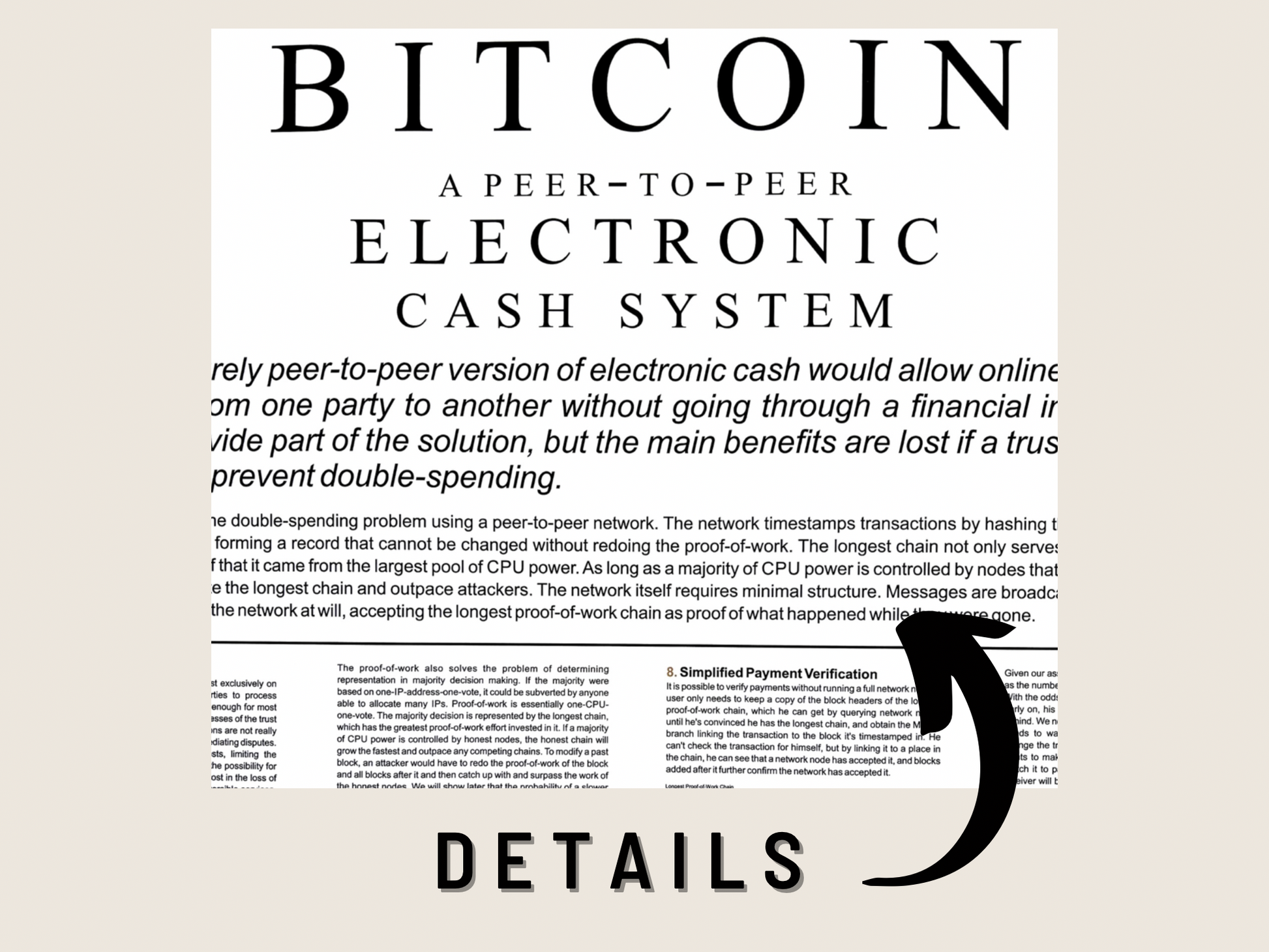 Bitcoin Poster Satoshi Nakamoto BTC WHITEPAPER – Ansicht 6 | KryptoFuchs