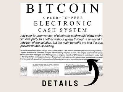 Bitcoin Poster Satoshi Nakamoto BTC WHITEPAPER