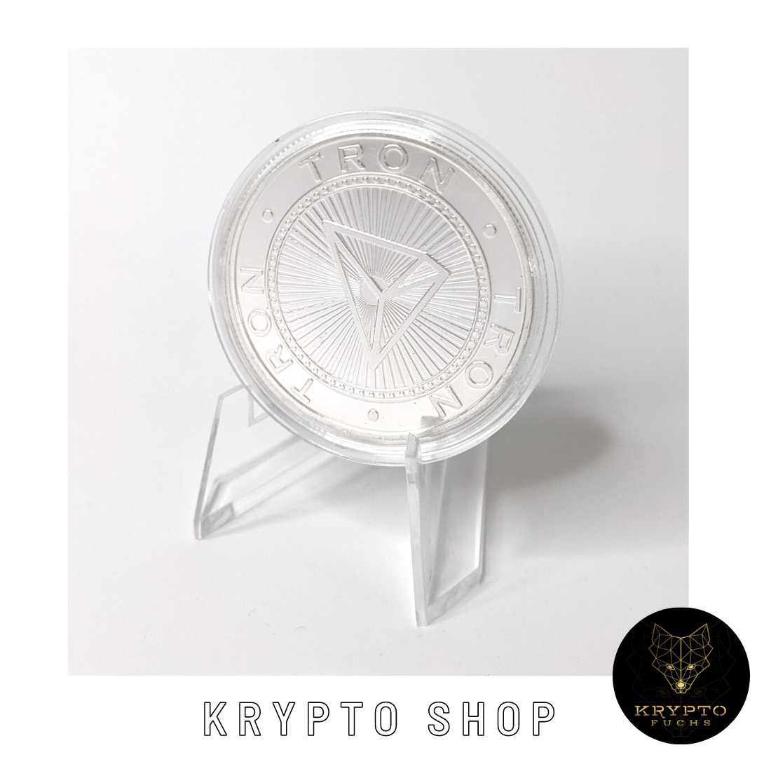 TRON TRX Kryptomünze – mit Aufsteller | KryptoFuchs