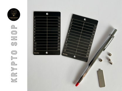 Krypto Recovery Phrase Backup mit Gravurstift