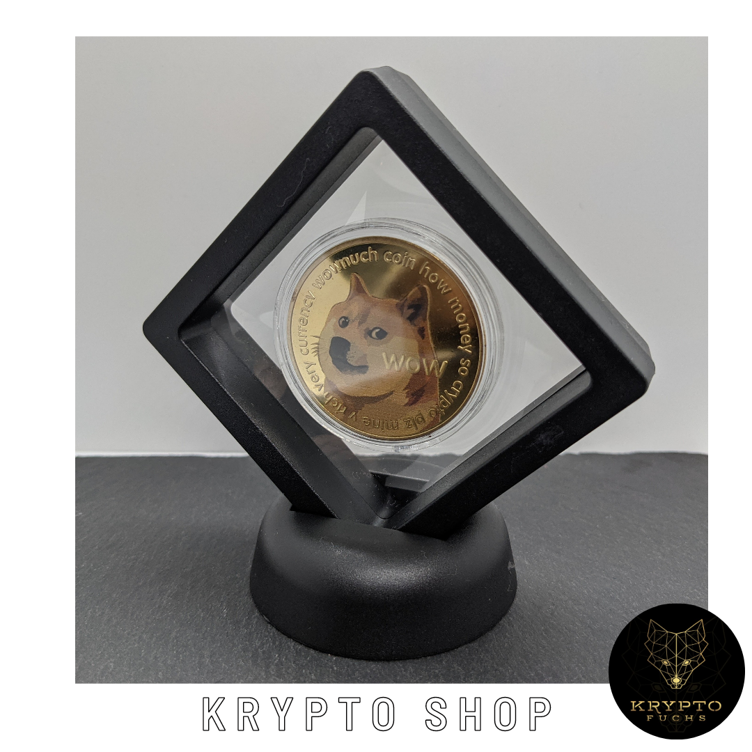 Dogecoin DOGE bicolor Kryptomünze – Rückseite | KryptoFuchs
