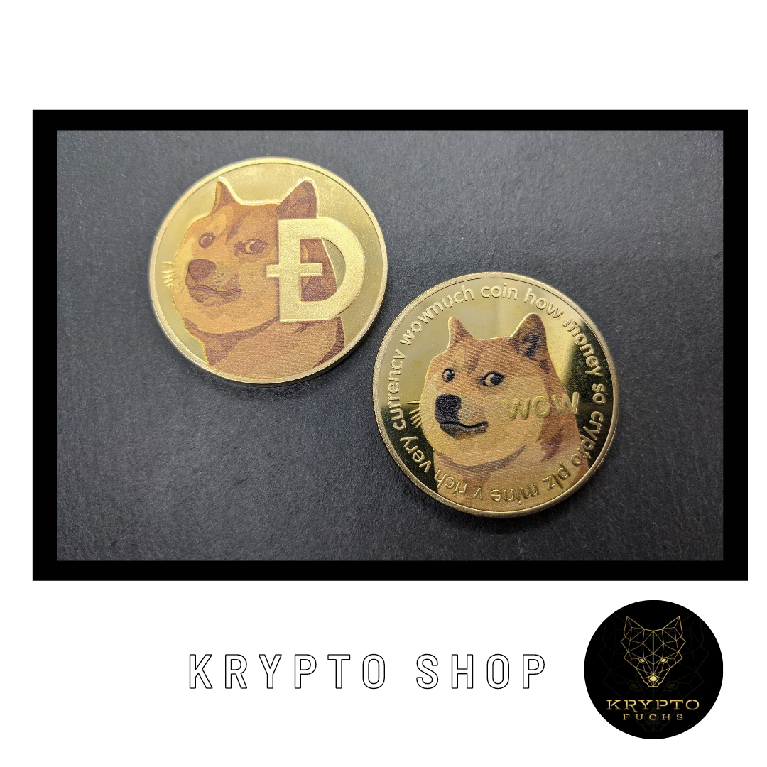 Dogecoin DOGE bicolor Kryptomünze – Ansicht 6 | KryptoFuchs