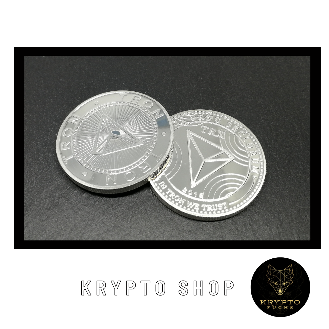 TRON TRX Kryptomünze – Vorder- und Rückseite | KryptoFuchs