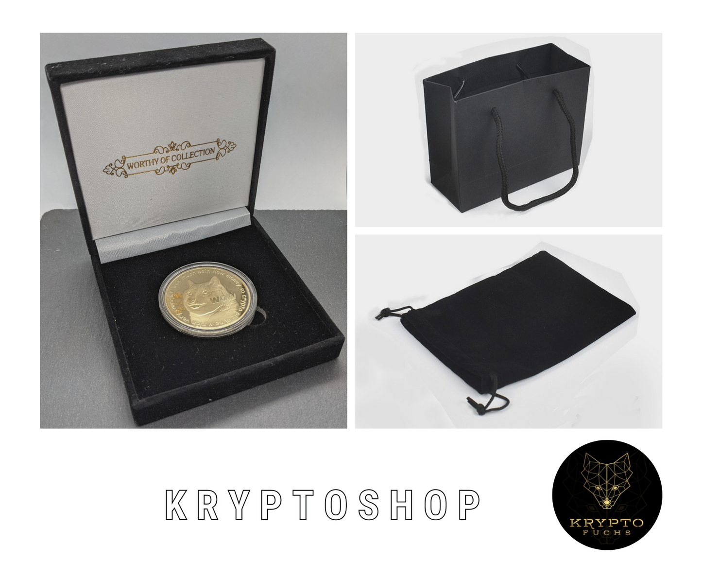 Dogecoin DOGE Kryptomünze – in Geschenkbox | KryptoFuchs