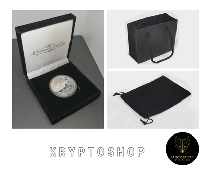 Ripple XRP Kryptomünze – Silber als Luxusgeschenk-Set | KryptoFuchs