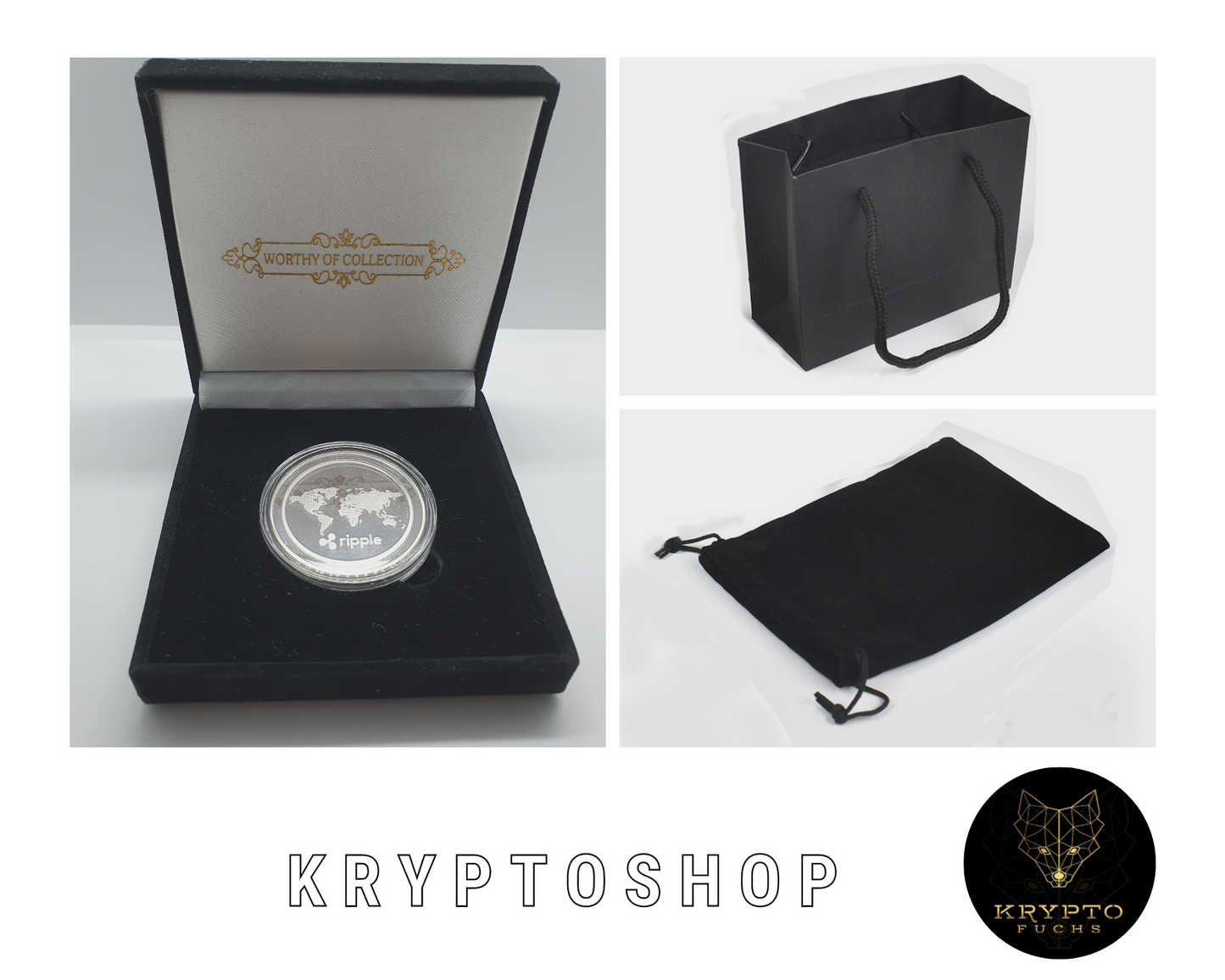 Ripple XRP Kryptomünze – Silber als Luxusgeschenk-Set, weitere Ansicht | KryptoFuchs