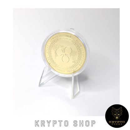 Ripple XRP Kryptomünze 2021 Edition – Gold mit Aufsteller | KryptoFuchs