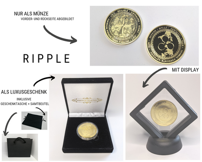 Ripple XRP Kryptomünze 2021 Edition – Geschenk-Set Übersicht mit Ripple-Branding | KryptoFuchs