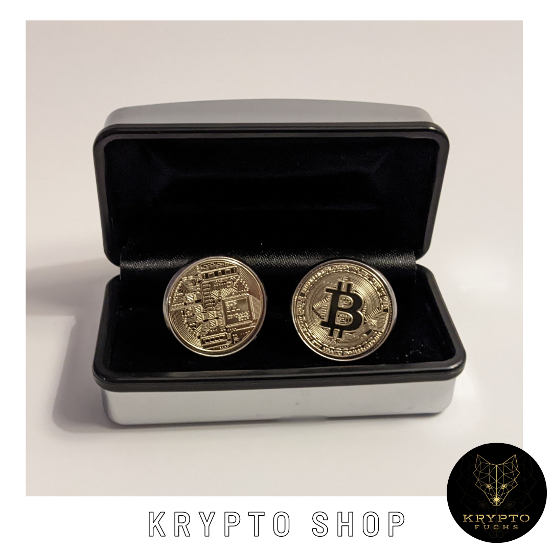 Bitcoin Manschettenknöpfe – Vorderseite | KryptoFuchs