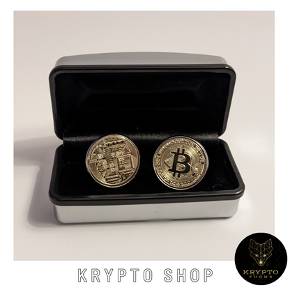 Bitcoin Manschettenknöpfe – Vorderseite | KryptoFuchs