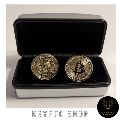 Bitcoin Manschettenknöpfe – Rückseite | KryptoFuchs