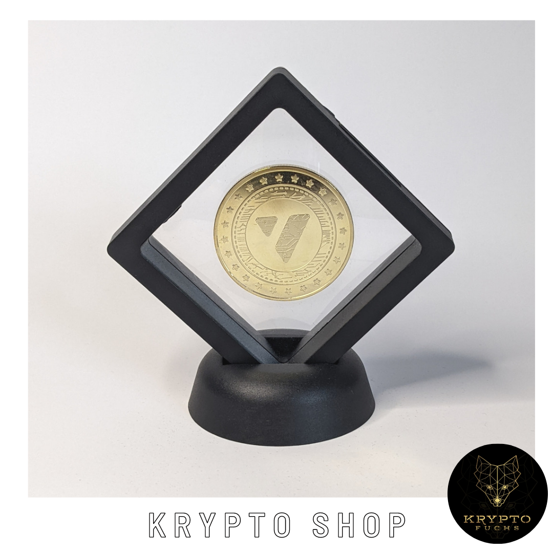 Avalanche AVAX Kryptomünze – im schwarzen Display | KryptoFuchs