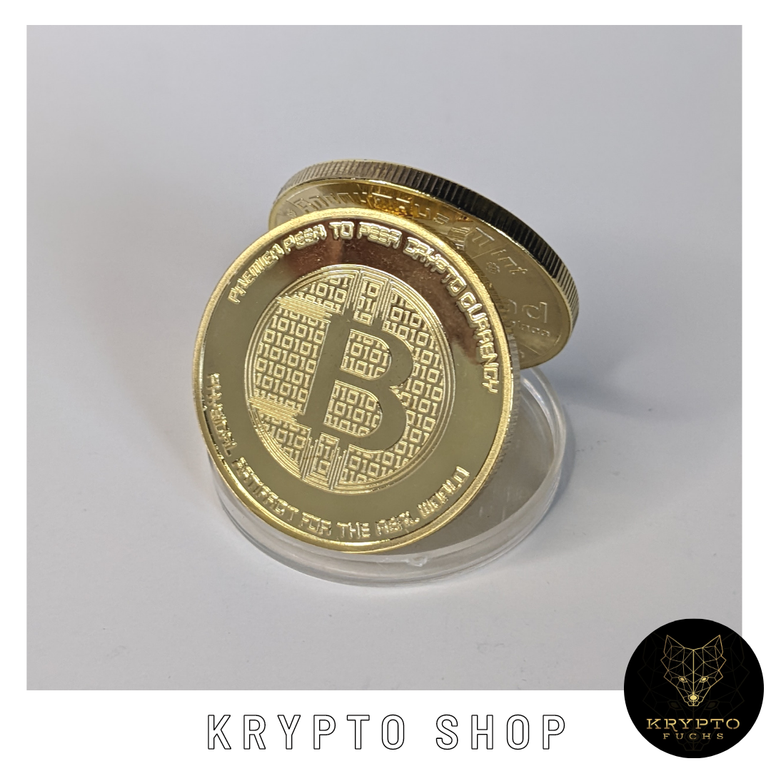 Bitcoin BTC Silkroad Kryptomünze – aufgestellte Münze in Schutzkapsel | KryptoFuchs