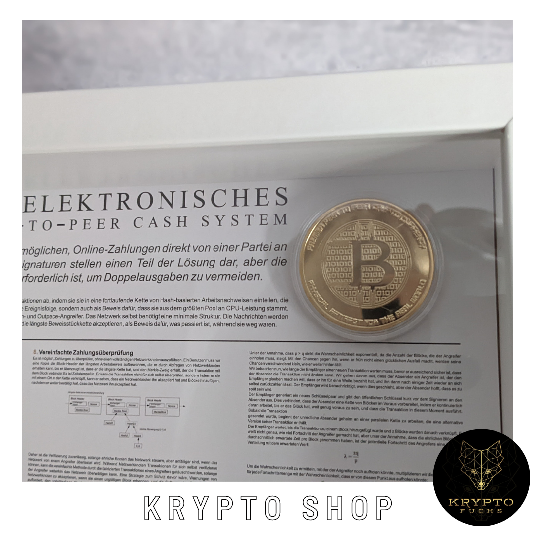 Krypto-Kunst "Bitcoin BTC Satoshi Nakamoto Whitepaper" – Ansicht 6 | KryptoFuchs