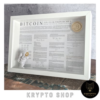 Krypto-Kunst "Bitcoin BTC Satoshi Nakamoto Whitepaper" – gerahmt | KryptoFuchs