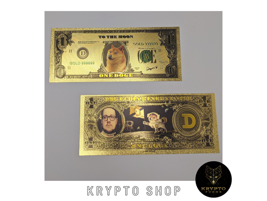 Dogecoin DOGE Krypto Banknote – Vorderseite | KryptoFuchs