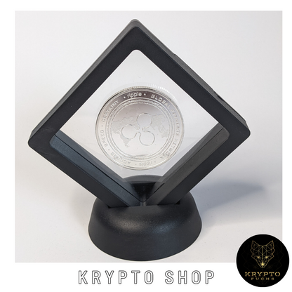 Ripple XRP Kryptomünze 2021 Edition – Silber im schwarzen Schwebe-Display | KryptoFuchs