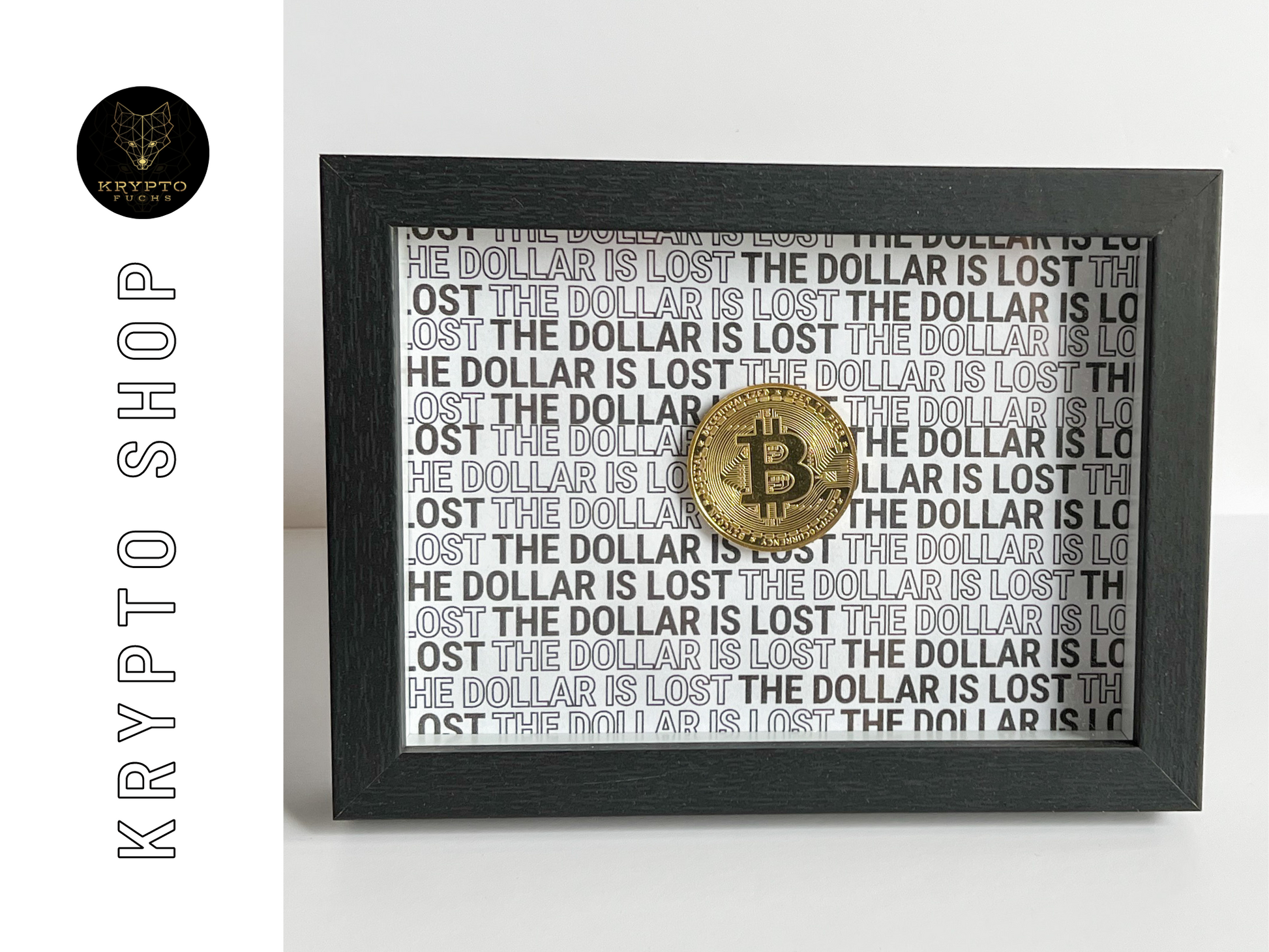 Krypto Kunst "The Dollar is lost" – gerahmt | KryptoFuchs