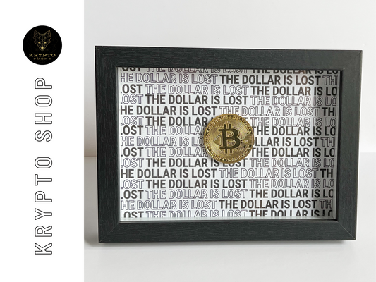 Krypto Kunst "The Dollar is lost" – gerahmt | KryptoFuchs