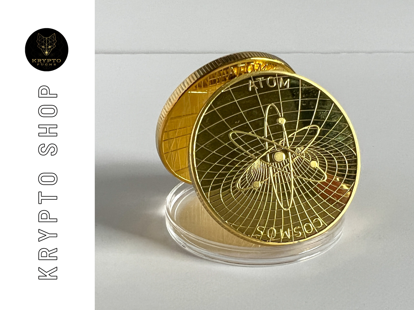 Cosmos ATOM Kryptomünze – Gold, Rückseite | KryptoFuchs