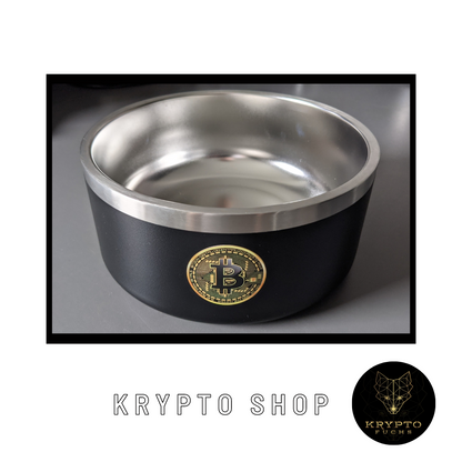 Hundenapf – Außenansicht mit Bitcoin-Logo | KryptoFuchs