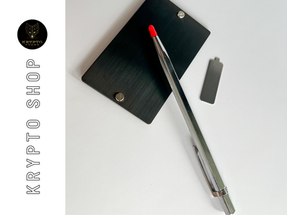 Krypto Recovery Phrase Backup mit Gravurstift