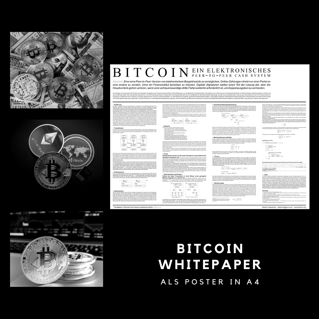 Bitcoin Poster Satoshi Nakamoto BTC WHITEPAPER – Ansicht 4 | KryptoFuchs