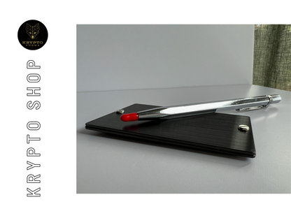 Krypto Recovery Phrase Backup mit Gravurstift