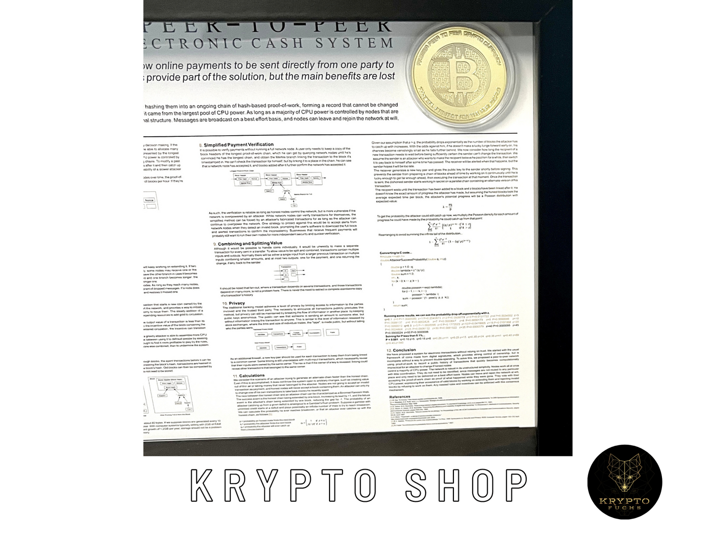 Krypto-Kunst "Bitcoin BTC Satoshi Nakamoto Whitepaper" – Ansicht 12 | KryptoFuchs