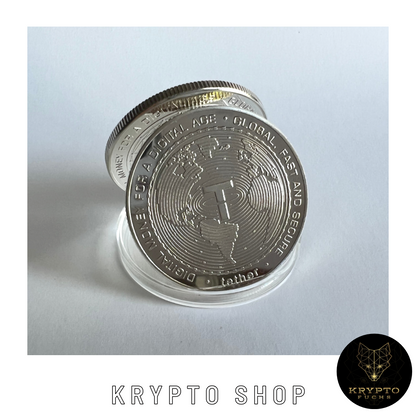 Tether USDT Kryptomünze 2021 Edition – Silber, aufgestellte Münze in Schutzkapsel | KryptoFuchs