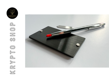 Krypto Recovery Phrase Backup mit Gravurstift