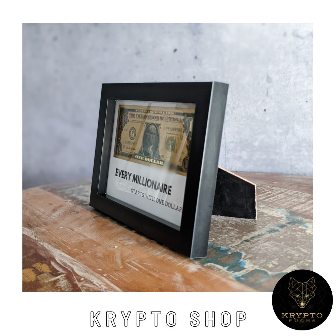 Krypto Kunst „Every Millionaire starts with one Dollar" – Lifestyle Wandbild Motivation Krypto | KryptoFuchs