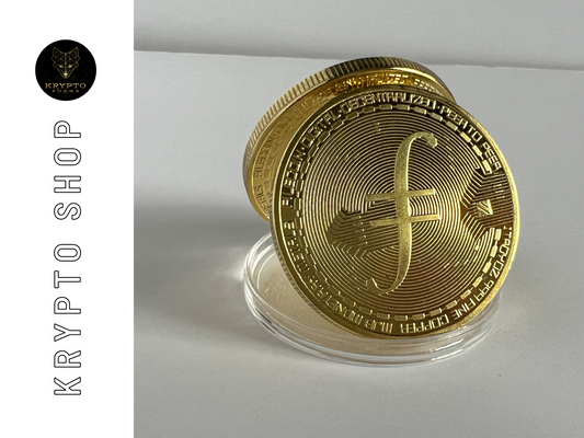 Filecoin FIL Kryptomünze – Gold, Rückseite | KryptoFuchs