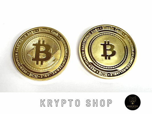 Bitcoin Cash BTH Kryptomünze – Gold, Vorder- und Rückseite | KryptoFuchs