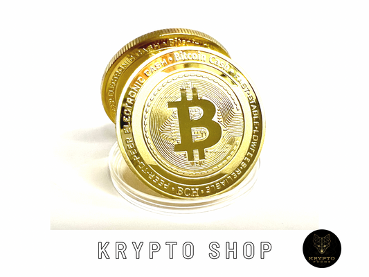 Bitcoin Cash BTH Kryptomünze – Gold, aufgestellte Münze in Schutzkapsel | KryptoFuchs
