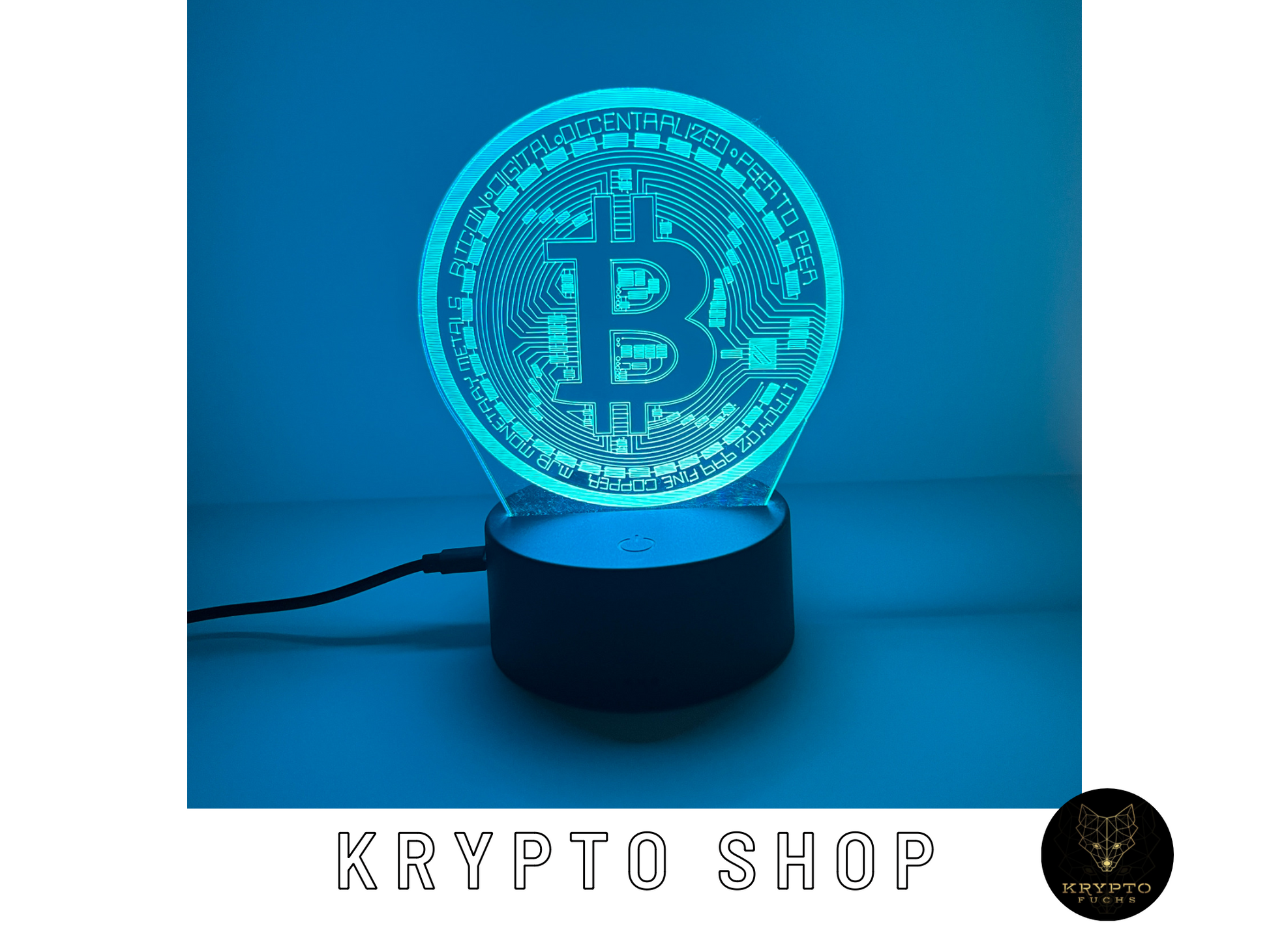 Krypto Lampe 3D LED mit Fernbedienung – Ansicht 9 | KryptoFuchs