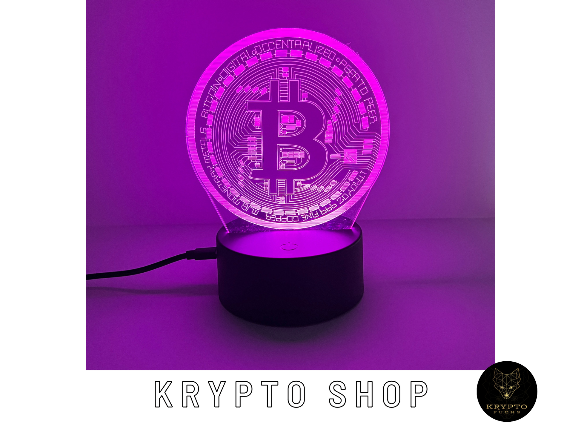 Krypto Lampe 3D LED mit Fernbedienung – Ansicht 11 | KryptoFuchs