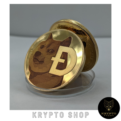 Dogecoin DOGE bicolor Kryptomünze – Vorderseite | KryptoFuchs