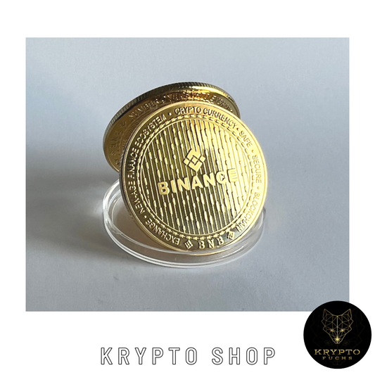 Binance BNB Kryptomünze 2021 Edition – Gold, aufgestellte Münze in Schutzkapsel | KryptoFuchs