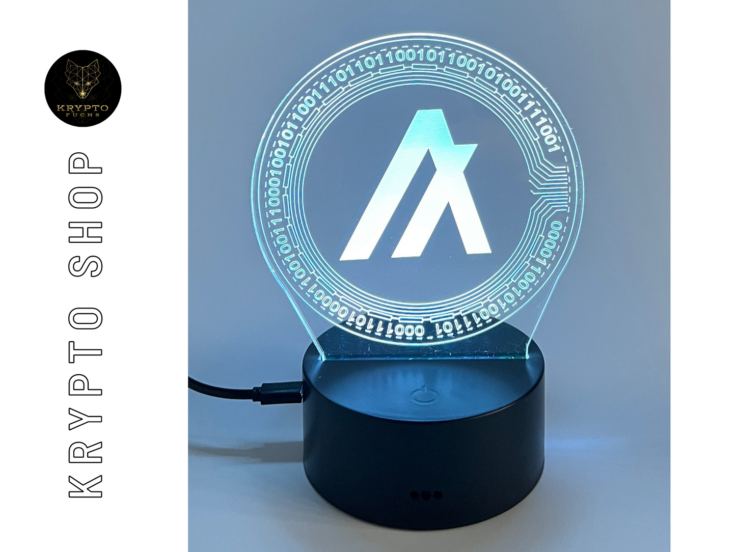 Krypto Lampe 3D LED mit Fernbedienung – beleuchtet | KryptoFuchs